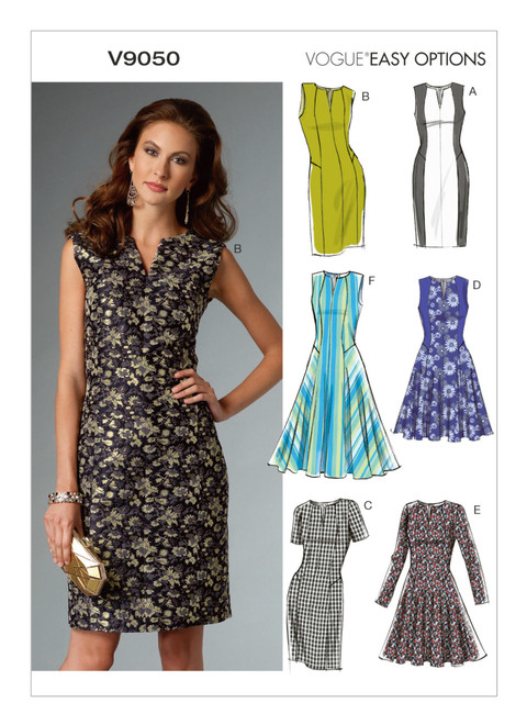 Vogue Patterns V9050 | Misses'/Misses' Petite Notch-Neck Dresses | Front of Envelope
