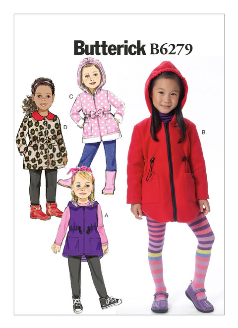 Butterick B6279 (Digital) | Children's/Girls' Vest and Jackets with Hood | Front of Envelope