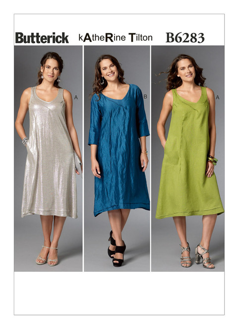 B6283 (PDF) | Misses' Asymmetrical-Neckline Dress