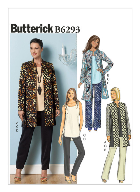 Butterick B6293 (Digital) | Misses' Open-Front Jackets, Top and Pants | Front of Envelope