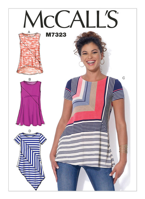 M7323 (PDF) | Misses' Asymmetrical Seam-Detail Tops | McCall's