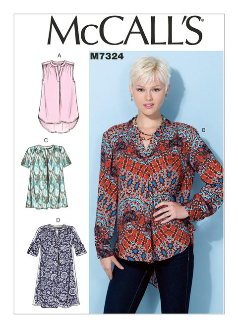 McCall's M7324 | Misses' Half-Placket Tops and Tunic | Front of Envelope