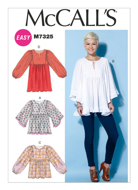 McCall's M7325 (Digital) | Misses' Gathered Tops and Tunic | Front of Envelope