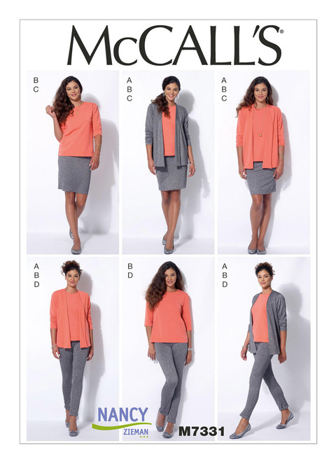 McCall's M7331 | Misses' Jacket, T-Shirt, Pencil Skirt and Leggings | Front of Envelope