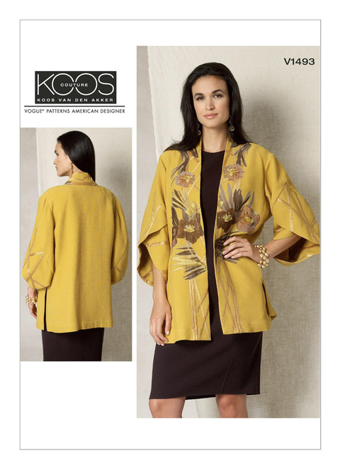 V1493, Misses' Tulip Banded-Sleeve Kimono Jacket