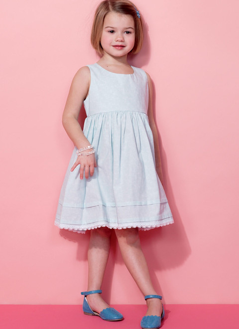 McCall's M7375 (Digital) | Children's/Girls' Sleeveless Dress, Puff Sleeve Overdress and Headband