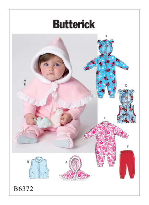 Butterick B6372 | Infants' Cape, Vest, Buntings and Pull-On Pants | Front of Envelope