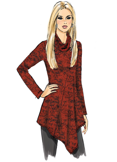 B6377 (PDF) | Misses' Seamed Tunics with Asymmetical Hems