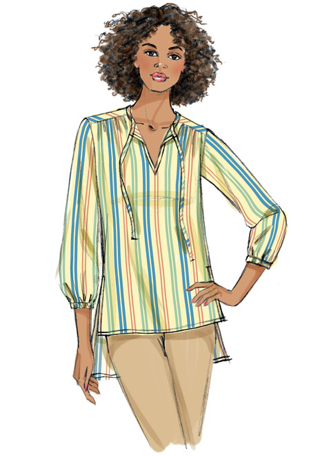 Butterick B6378 (Digital) | Misses' Gathered Tops and Tunics with Neck Ties