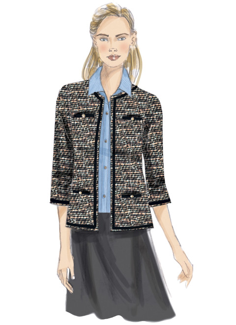 Butterick B6382 (Digital) | Misses' Open-Front Jackets with Patch Pockets