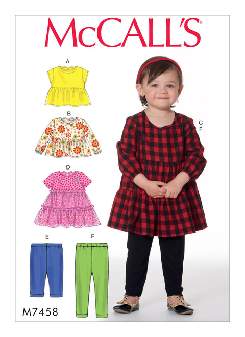 McCall's M7458 (Digital) | Toddlers' Gathered Tops, Dresses and Leggings | Front of Envelope