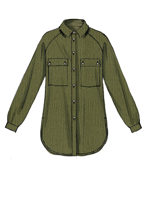 M7472 | Misses' Raglan Sleeve, Button-Down Shirts and Tunics