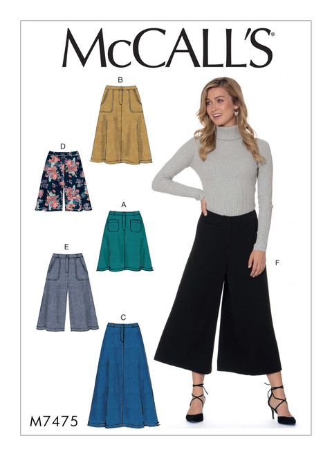 McCall's M7475 (Digital) | Misses' Flared Skirts, Shorts and Culottes | Front of Envelope