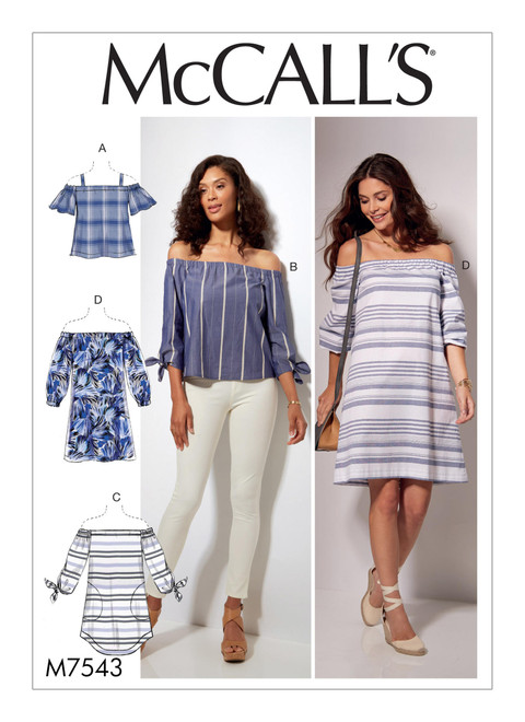 McCall's M7543 (Digital) | Misses' Off-the-Shoulder Tops, Tunic and Dress | Front of Envelope