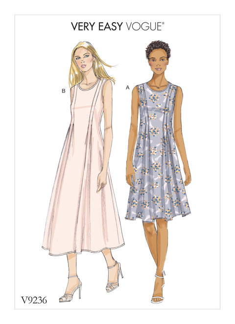 Vogue Patterns V9236 | Misses' Released-Pleat Fit-and-Flare Dresses | Front of Envelope