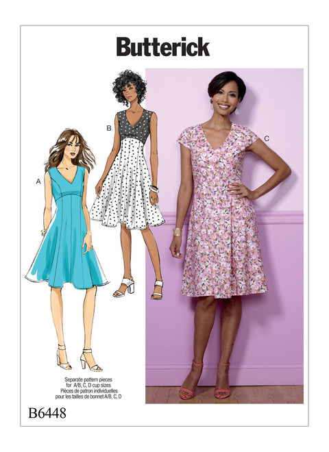 B6448 (PDF) | Misses' Fit-and-Flare, Empire-Waist Dresses