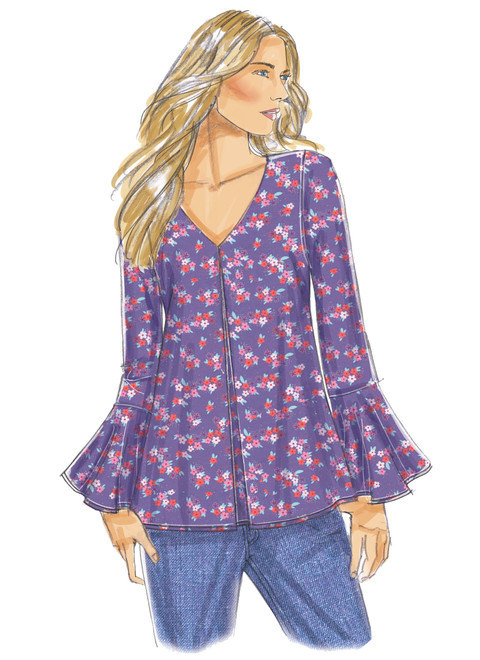 B6456 (PDF) | Misses' Tulip or Ruffle Sleeve Tops | Butterick Patterns