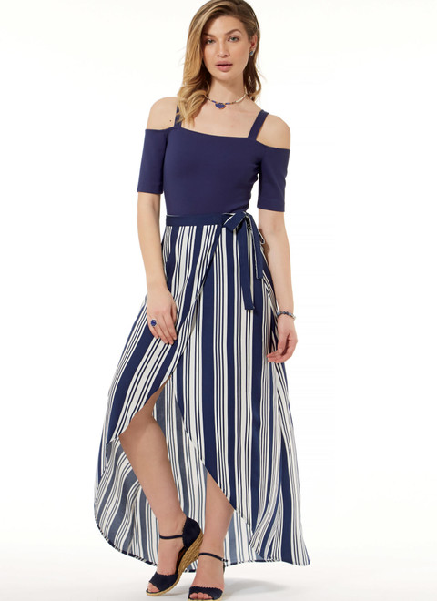 McCall's M7606 | Misses' Off-the-Shoulder Bodysuits and Wrap Skirts with Side Tie