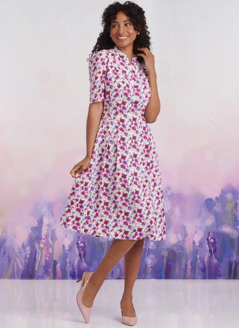 ツーピースドレス B6485 | Misses' Dresses with Shoulder and Bust Detail, Waist Tie