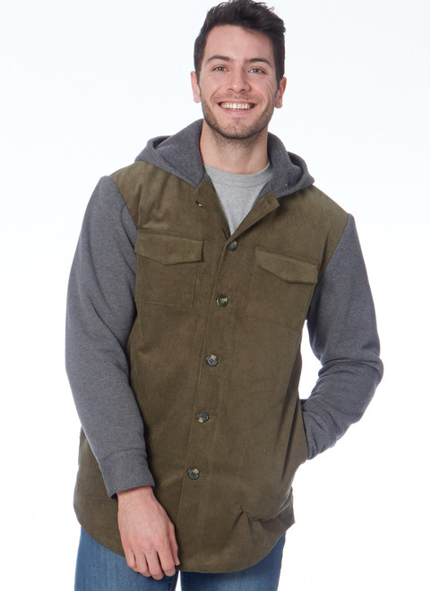 McCall's M7638 (Digital) | Men's and Boys' Lined Button-Front Jackets with Hood Options