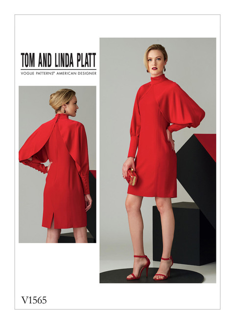 Vogue Patterns V1565 | Misses' High Neck Dress with Full Sleeves | Front of Envelope