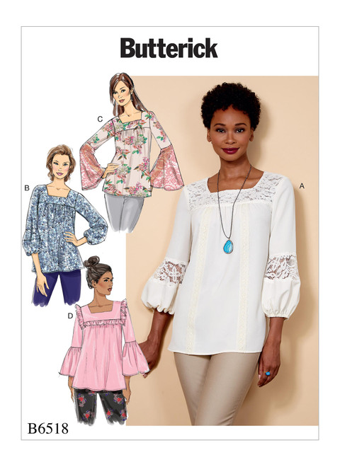 B6518 (PDF) | Misses' Square-Neck Top with Yoke | Butterick Patterns