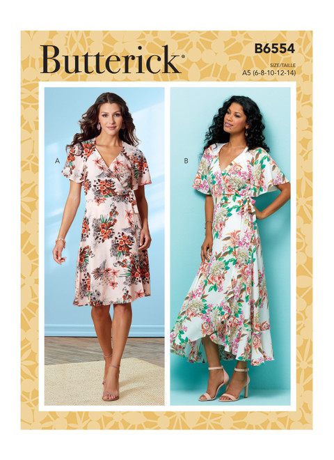 Butterick B6554 (Digital) | Misses' Wrap Dresses | Front of Envelope