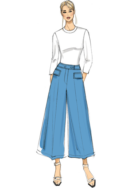 VERY EASY VOGUE Patterns flared Leg Pants or Culottes With Fly Front and  Pockets 9361 Size 6-14 or 14-22 