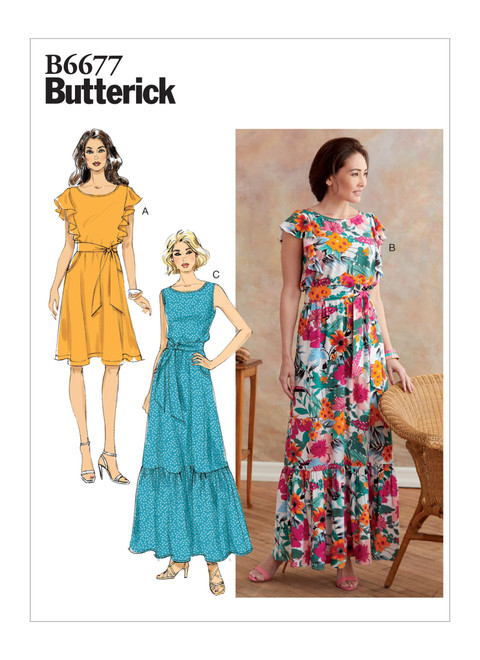 Butterick B6677 (Digital) | Misses' Dress and Sash | Front of Envelope