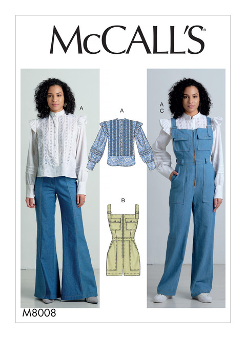 McCall's M8008 (Digital) | Misses' Top, Romper, and Overalls | Front of Envelope