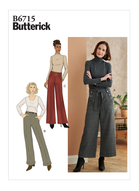 B6715  MissesMisses Petite Pants Sash  Belt  Butterick Patterns