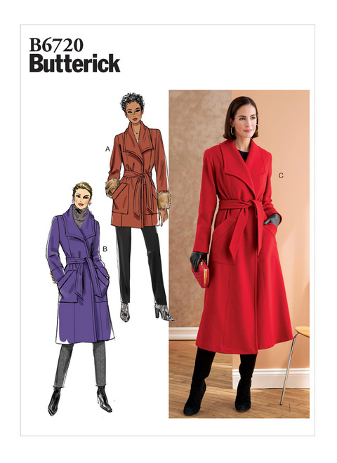 B6720 (PDF) | Misses'/Misses' Petite Outerwear & Belt | Butterick