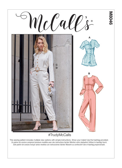 M8046 (PDF) | #TrudyMcCalls - Misses' Romper, Jumpsuit & Belt