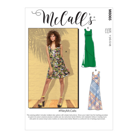 McCall's M8065 (Digital) | Misses' Pullover Bias-Cut Tank and Short-Sleeve Dresses | Front of Envelope