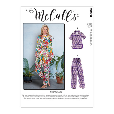 McCall's M8056 (Digital) | #IrisMcCalls - Misses' Robe, Belt, Tops, Shorts and Pants | Front of Envelope