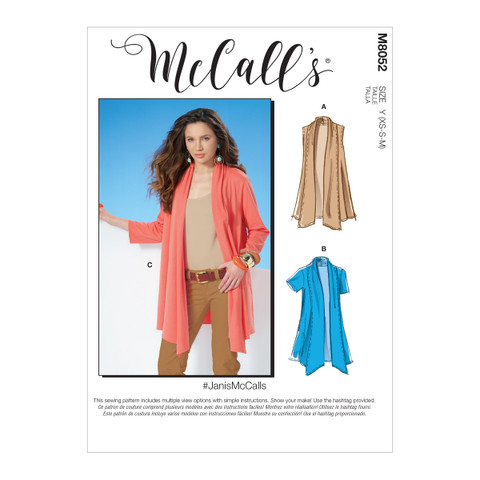 McCall's M8052 (Digital) | Misses' Shawl Collar Cardigans | Front of Envelope