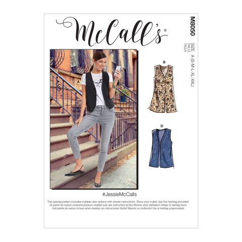 McCall's M8050 | Misses' Unlined Vests In Two Lengths | Front of Envelope