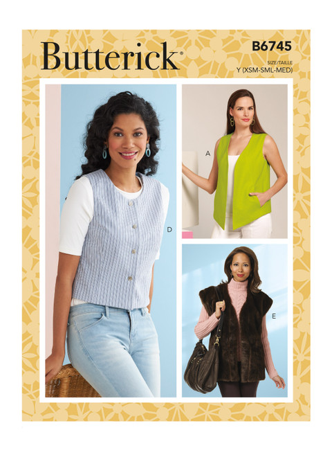 B6745 | Misses' Vests in Five Styles | Butterick Patterns