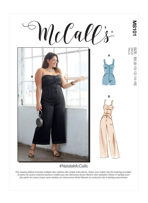 McCall's M8101 | #NatalaMcCalls - Misses' & Women's Romper, Jumpsuit & Belt | Front of Envelope