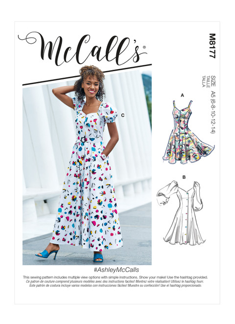 McCall's M8177 | Misses' Dresses & Belt | Front of Envelope