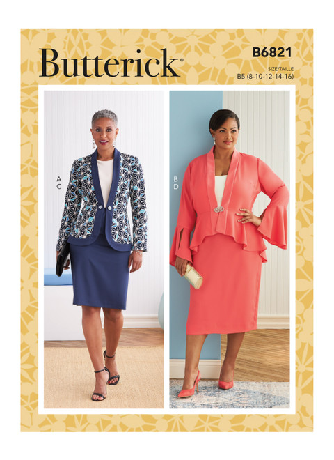 Butterick B6821 (Digital) | Misses' & Women's Jacket & Skirt | Front of Envelope