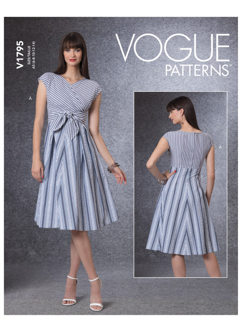 Vogue Patterns Sewing Pattern Misses' Lined Pleated Halter Dress with Neck  Tie-6-8-10-12-14