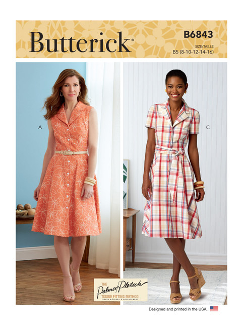 Butterick B6843 | Misses' Shirtdresses & Sash | Front of Envelope