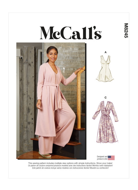 M8245 (PDF) | Misses' Romper, Jumpsuit, Robe and Sash | McCall's