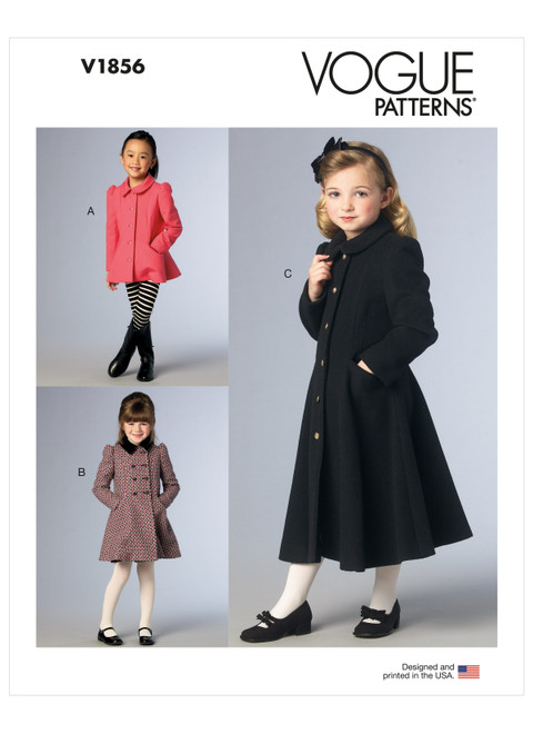 Vogue Patterns V1856 | Children's and Girls' Jacket and Coat | Front of Envelope