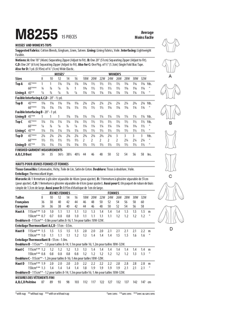 McCall's M8255 | Misses' and Women's Tops | Back of Envelope