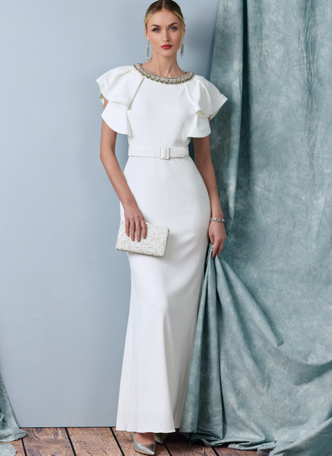Vogue Patterns V1919 | Misses' Full Length Dress with Belt by Badgley Mischka