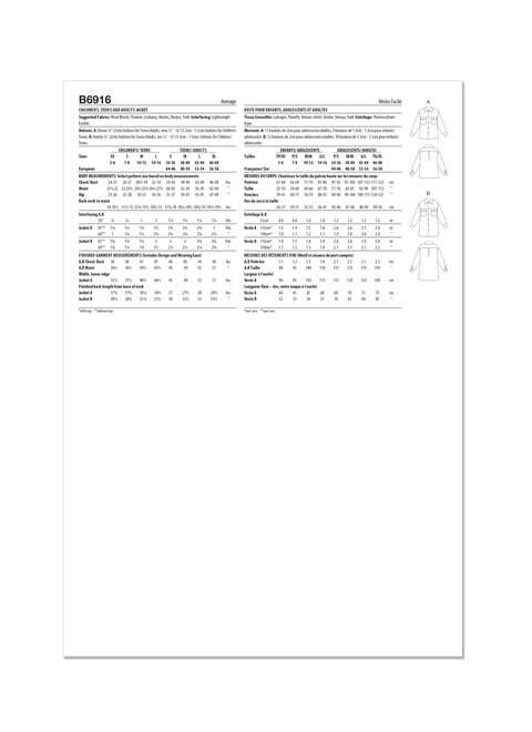 PDB6916 | Children's, Teens' and Adults' Jacket | Butterick Patterns