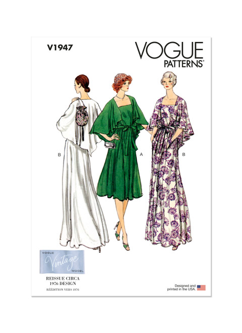 Vogue Patterns V1947 | Misses’ Evening Dress Vintage 1970's | Front of Envelope