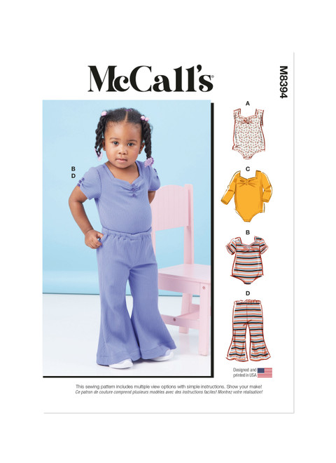 M8394 (PDF) | Toddlers' Knit Bodysuits and Pants | McCall's Patterns